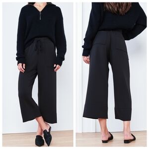 NWT Quince SuperSoft Fleece Cropped Wide Leg Pants in Black
